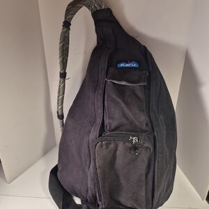 KAVU Black Backpack with Patterned Strap